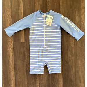 NWT RuggedButts Striped Rash Guard Bodysuit 18-24 Months Blue
